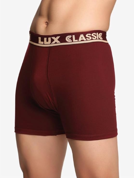 Lux Classic Men's Outer Elastic Trunks - Pack of 5 (Color May Vary) | Premium 100% Cotton | Ultimate Comfort Breathable, Soft & Durable | Everyday Essential Lux Underwear