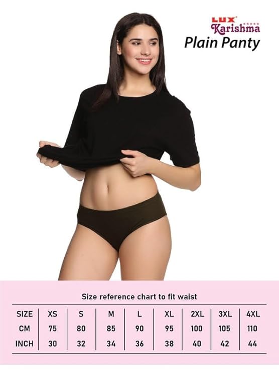 Lux Karishma Women's 100% Pure Cotton Panty - Soft, Comfortable & Skin-Friendly | Lux Panty for Everyday Comfort (Pack of 4) (Color & Print May Vary)