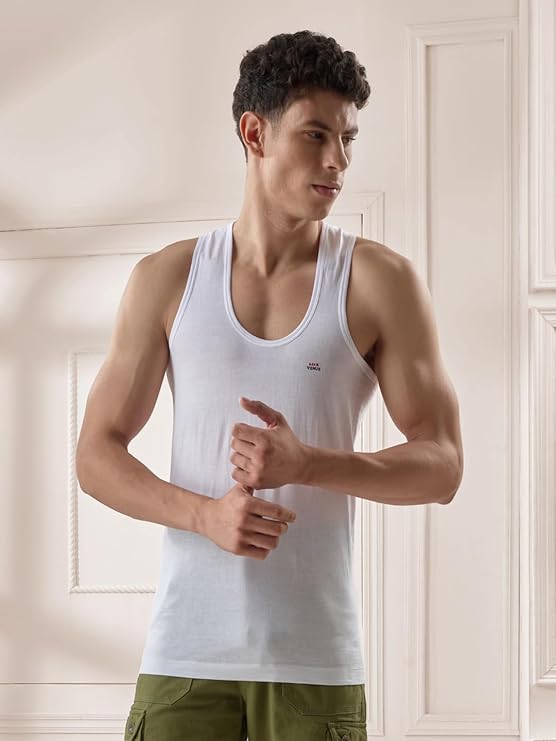 LUX VENUS Vest for Men White | 100% Cotton | Pack of 4
