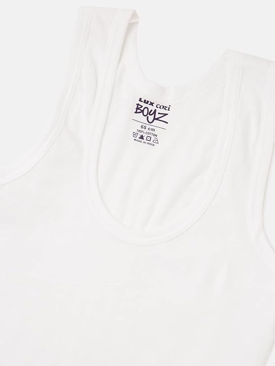 Lux Cozi Kids Boy's Regular Fit Top | 100% Cotton| Skin Friendly | Lightweight | Sleeveless Design | Pack of 7