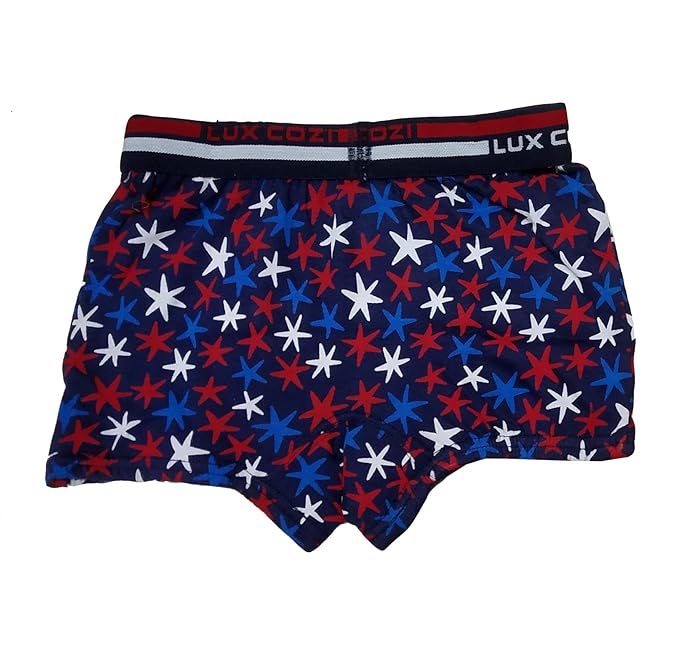 Lux Cozi Cotton Assorted Printed Boys/Kids Outer Elastic Trunk/Drawer - Pack of 5 (Cozi-Bigshot-Kids-Printed-Mini-Trunk-OE-60cm) (Color & Print May Vary)