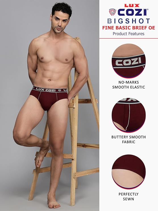 Lux Cozi Men's Cotton Brief (Pack of 5) (Color & Prints May Vary)