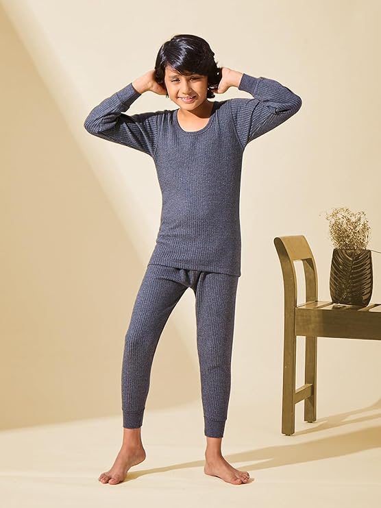 Lux Inferno Kids Thermal Set – Full Sleeves Warm Innerwear for Boys & Girls | Round Neck Winter Wear | Soft & Stretchable Thermal Top & Bottom