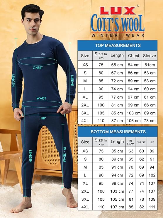 Lux Cottswool Men's Cotton Thermal Set