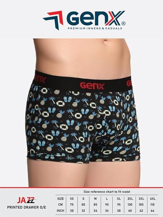 Genx Jazz Printed Trunk - Elegant, Trendy&Comfortable, 100% Combed Cotton Men's Underwear(Colors&Print May Vary)