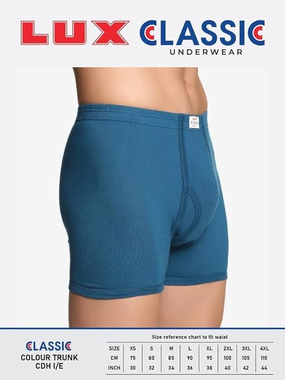 Lux Classic Men's Inner Elastic Trunks - Pack of 5 (Color May Vary) | Premium 100% Cotton | Ultimate Comfort Breathable, Soft & Durable | Everyday Essential Lux Underwear