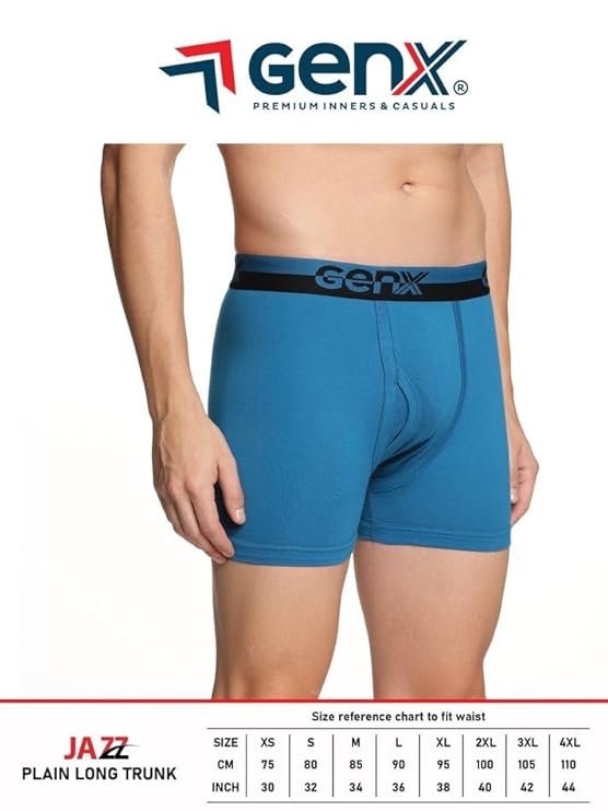 Genx Jazz Men's Trunk - 100% Combed Cotton, Vibrant Colors, Trendy, Comfortable, Perfect fir Underwear(Pack of 2)(Color May Vary)