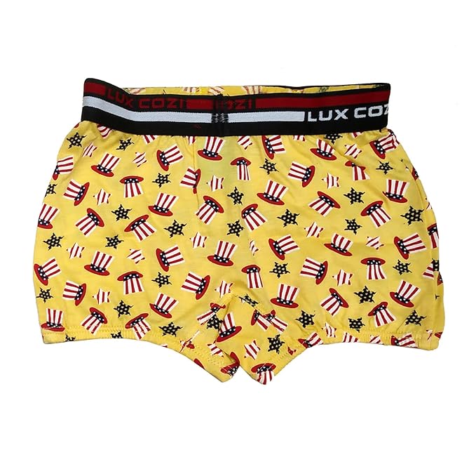 Lux Cozi Cotton Assorted Printed Boys/Kids Outer Elastic Trunk/Drawer - Pack of 5 (Cozi-Bigshot-Kids-Printed-Mini-Trunk-OE-60cm) (Color & Print May Vary)