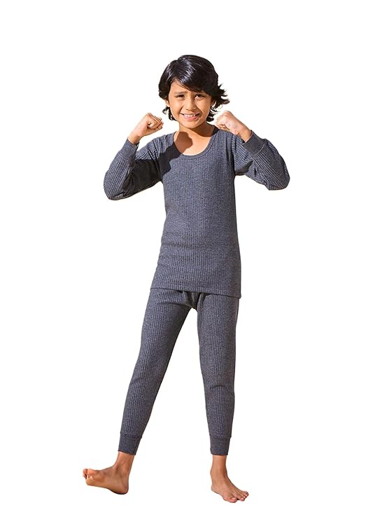 Lux Inferno Kids Thermal Set – Full Sleeves Warm Innerwear for Boys & Girls | Round Neck Winter Wear | Soft & Stretchable Thermal Top & Bottom