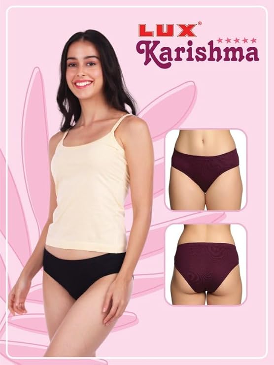 Lux Karishma Women's 100% Pure Cotton Panty - Soft, Comfortable & Skin-Friendly | Lux Panty for Everyday Comfort (Pack of 4) (Color & Print May Vary)