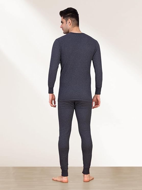 Lux Inferno Men's Thermal Set | Full Sleeve V Neck Top & Bottom Winter Innerwear | Soft & Warm Cotton Fabric