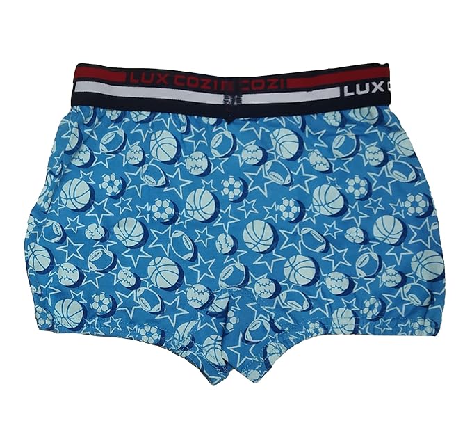 Lux Cozi Cotton Assorted Printed Boys/Kids Outer Elastic Trunk/Drawer - Pack of 5 (Cozi-Bigshot-Kids-Printed-Mini-Trunk-OE-60cm) (Color & Print May Vary)