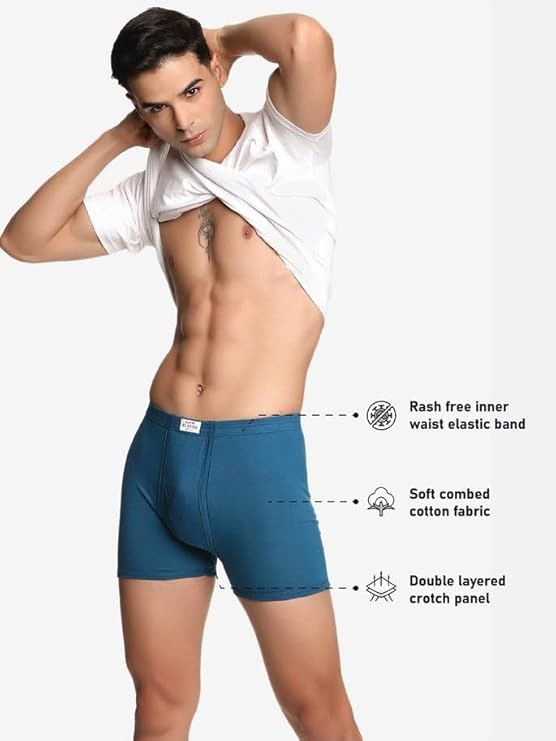 Lux Classic Men's Inner Elastic Trunks - Pack of 5 (Color May Vary) | Premium 100% Cotton | Ultimate Comfort Breathable, Soft & Durable | Everyday Essential Lux Underwear
