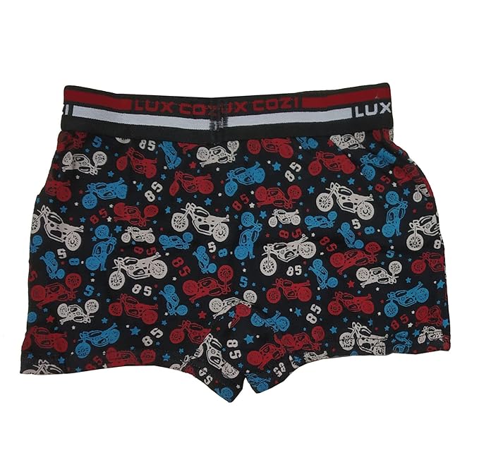 Lux Cozi Cotton Assorted Printed Boys/Kids Outer Elastic Trunk/Drawer - Pack of 5 (Cozi-Bigshot-Kids-Printed-Mini-Trunk-OE-60cm) (Color & Print May Vary)