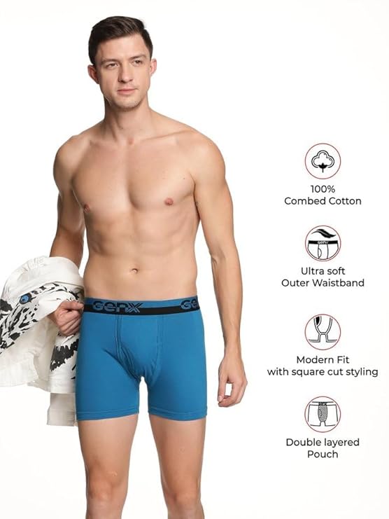 Genx Jazz Men's Trunk - 100% Combed Cotton, Vibrant Colors, Trendy, Comfortable, Perfect fir Underwear(Pack of 2)(Color May Vary)