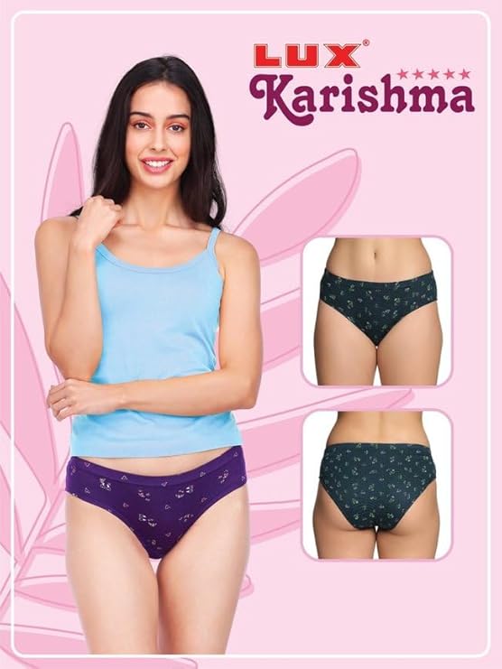 Lux Karishma Women's 100% Pure Cotton Panty - Soft, Comfortable & Skin-Friendly | Lux Panty for Everyday Comfort (Pack of 4) (Color & Print May Vary) (Copy)