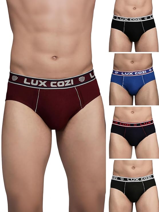 Lux Cozi Men's Cotton Brief (Pack of 5) (Color & Prints May Vary)