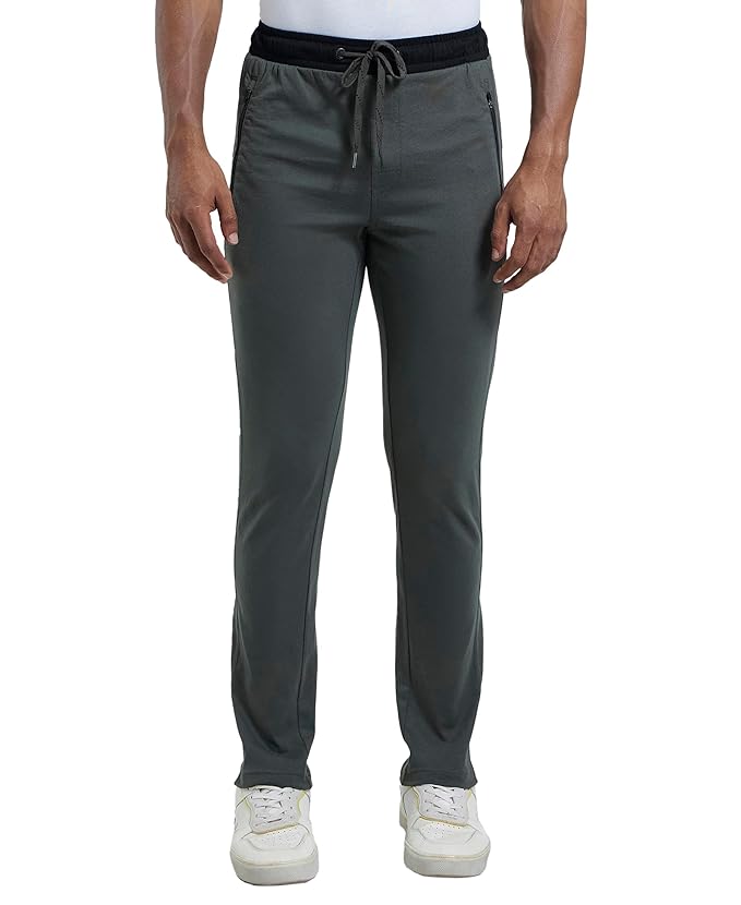 Jockey 9510 Men's Super Combed Cotton Rich Slim Fit Mid Rise Trackpants with Side and Back Pockets