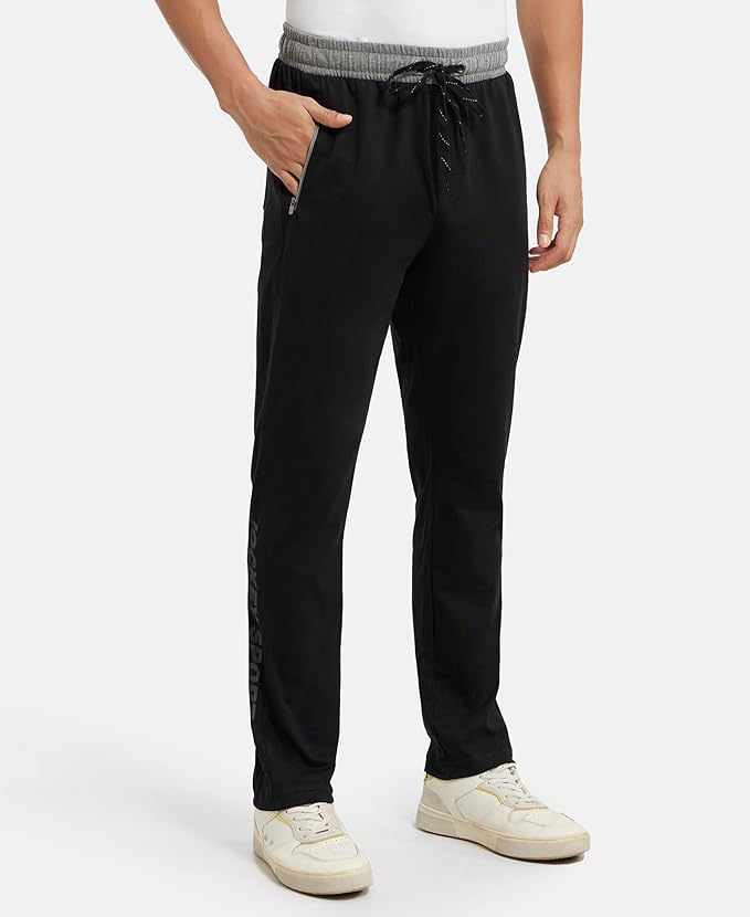 Jockey 9510 Men's Super Combed Cotton Rich Slim Fit Mid Rise Trackpants with Side and Back Pockets