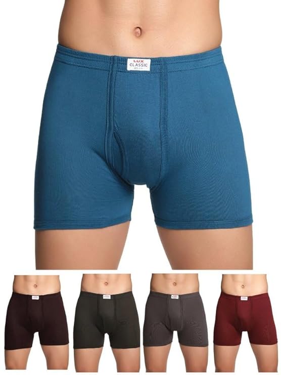 Lux Classic Men's Inner Elastic Trunks - Pack of 5 (Color May Vary) | Premium 100% Cotton | Ultimate Comfort Breathable, Soft & Durable | Everyday Essential Lux Underwear