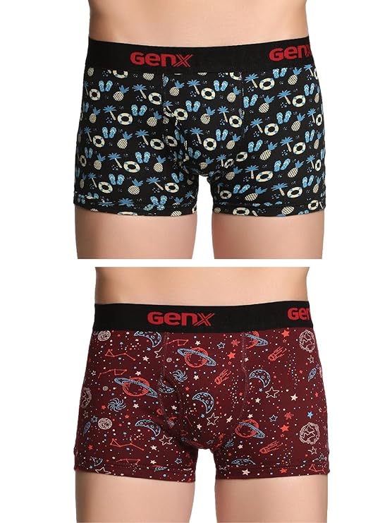 Genx Jazz Printed Trunk - Elegant, Trendy&Comfortable, 100% Combed Cotton Men's Underwear(Colors&Print May Vary)