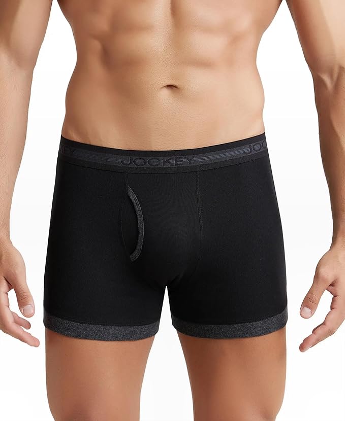 Jockey 1017 Men's Super Combed Cotton Rib Solid Boxer Brief with Stay Fresh Properties (Pack of 2)