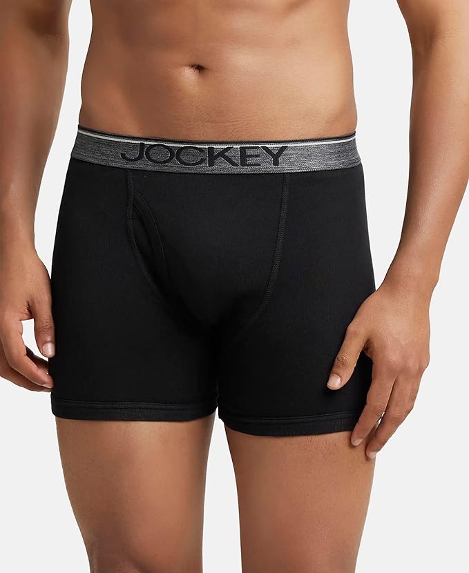 Jockey 8009 Men's Super Combed Cotton Rib Solid Boxer Brief with Ultrasoft Waistband | Assorted Color Pack | (Pack of 2)
