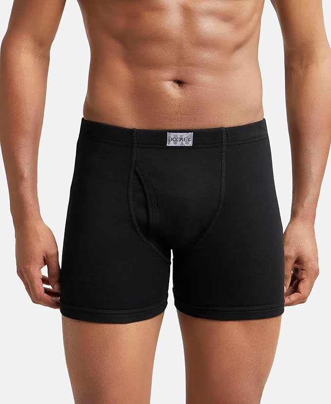 Jockey 8008 Men's Super Combed Cotton Rib Solid Boxer Brief with Ultrasoft Concealed Waistband (Pack of 3)