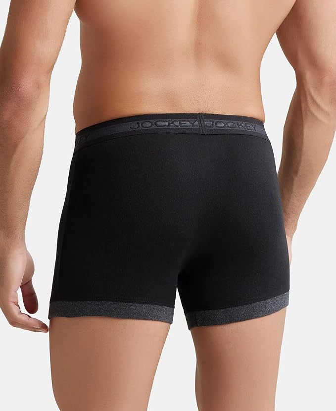 Jockey 1017 Men's Super Combed Cotton Rib Solid Boxer Brief with Stay Fresh Properties (Pack of 2)