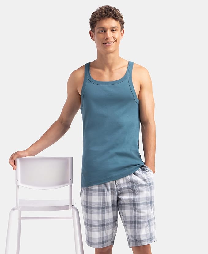 Jockey US26 Men's Super Combed Cotton Rib Square Neckline Gym Vest