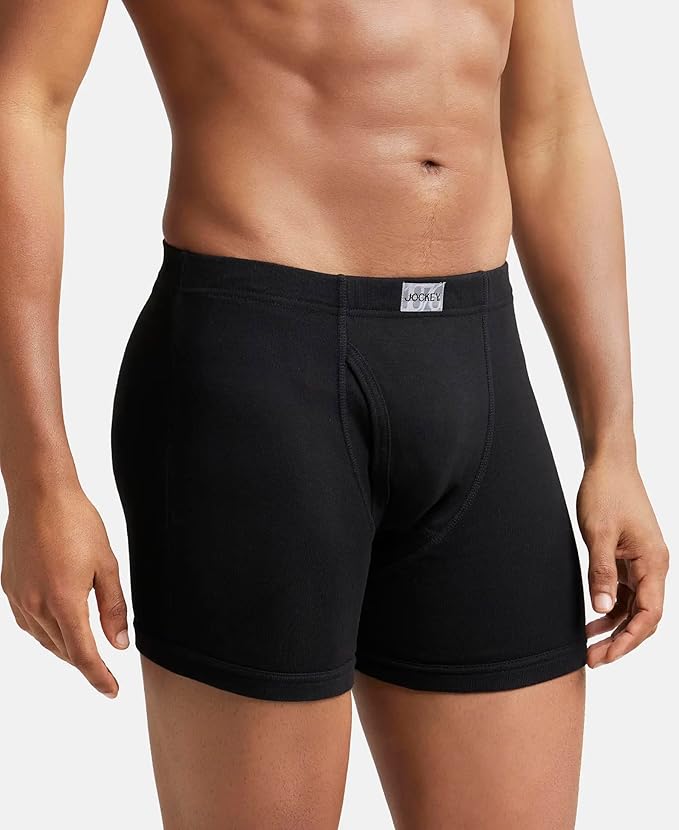 Jockey 8008 Men's Super Combed Cotton Rib Solid Boxer Brief with Ultrasoft Concealed Waistband (Pack of 3)