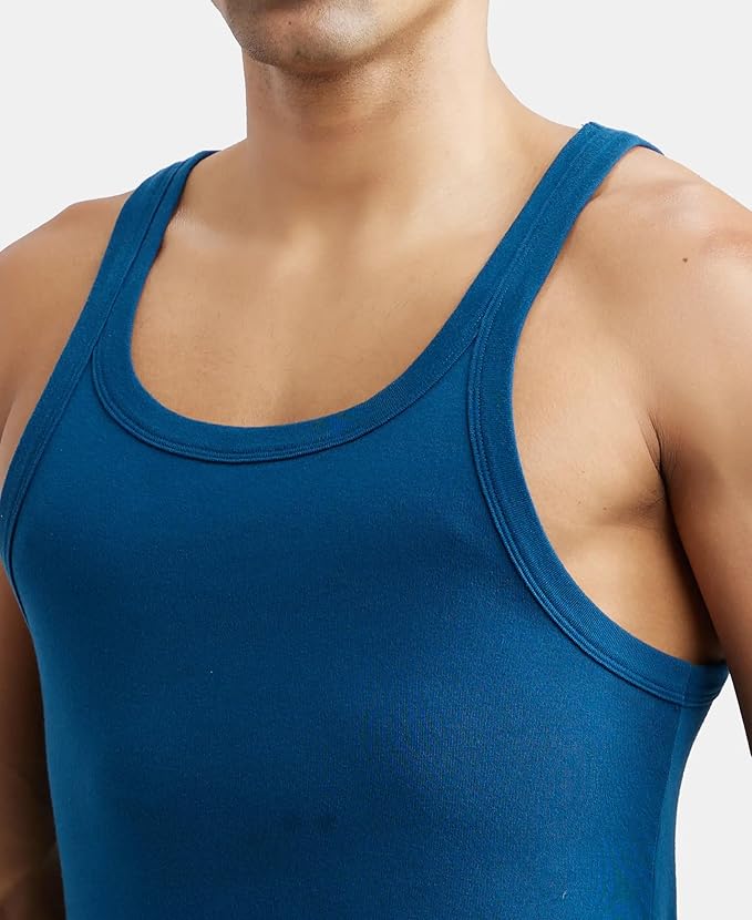Jockey US26 Men's Super Combed Cotton Rib Square Neckline Gym Vest