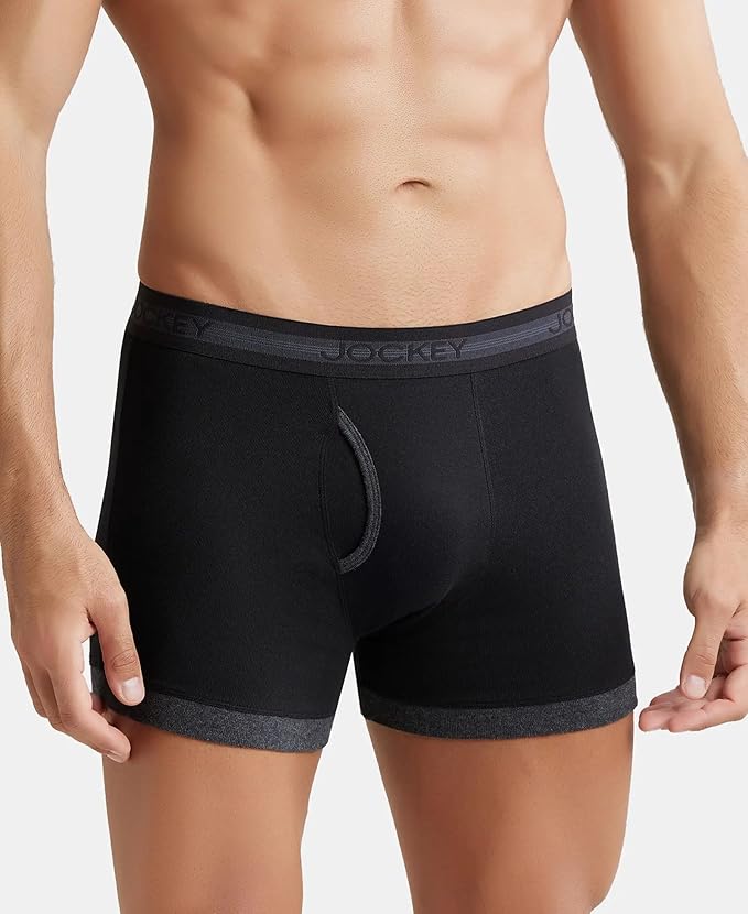 Jockey 1017 Men's Super Combed Cotton Rib Solid Boxer Brief with Stay Fresh Properties (Pack of 2)