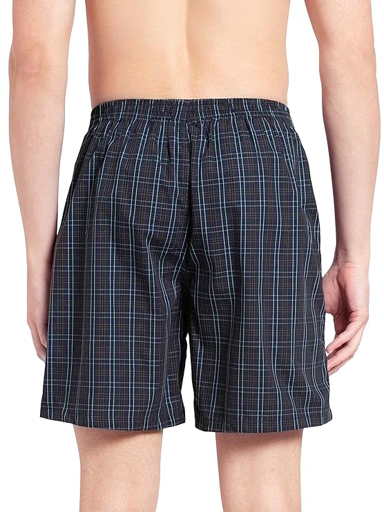 Jockey 1223 Men's Super Combed Mercerized Cotton Woven Checkered Boxer Shorts with Side Pocket (Pack of 2)
