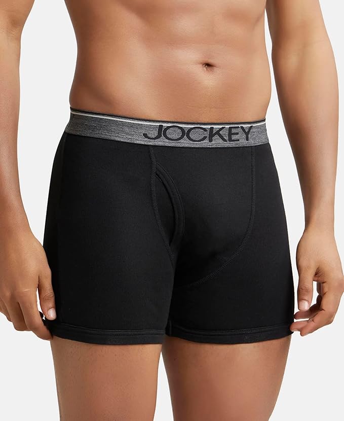 Jockey 8009 Men's Super Combed Cotton Rib Solid Boxer Brief with Ultrasoft Waistband | Assorted Color Pack | (Pack of 2)