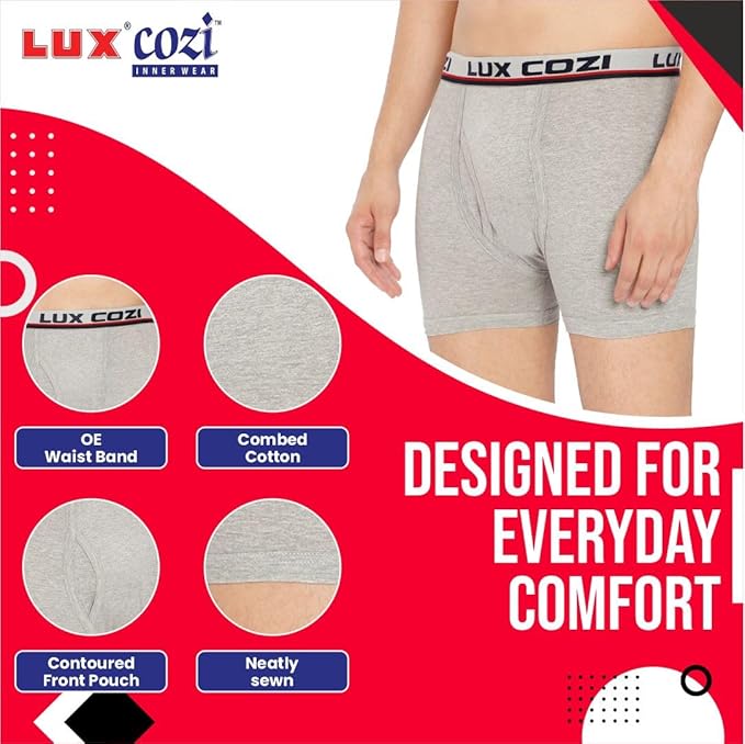 Lux Cozi Men's Long Underwear | 100% Pure Cotton Innerwear | Soft, Breathable & Warm Base Layer | Solid Soft Cotton Trunk for Men