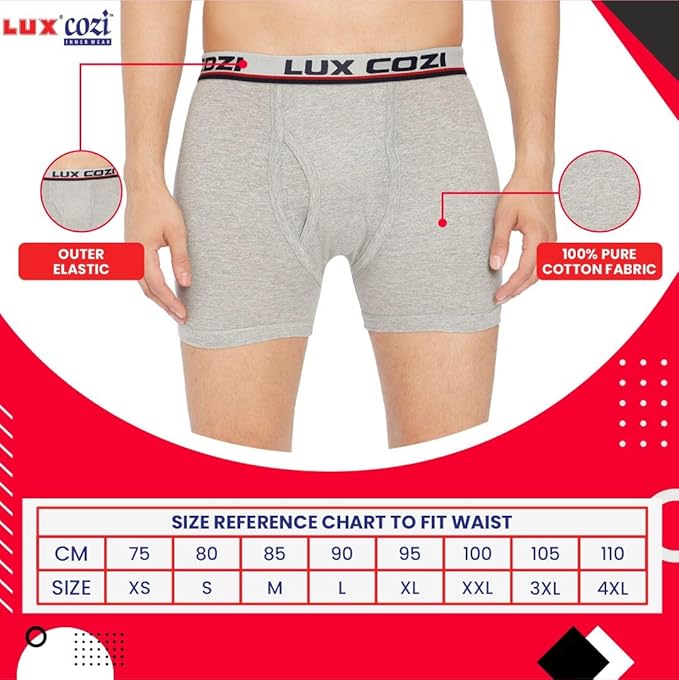 Lux Cozi Men's Long Underwear | 100% Pure Cotton Innerwear | Soft, Breathable & Warm Base Layer | Solid Soft Cotton Trunk for Men