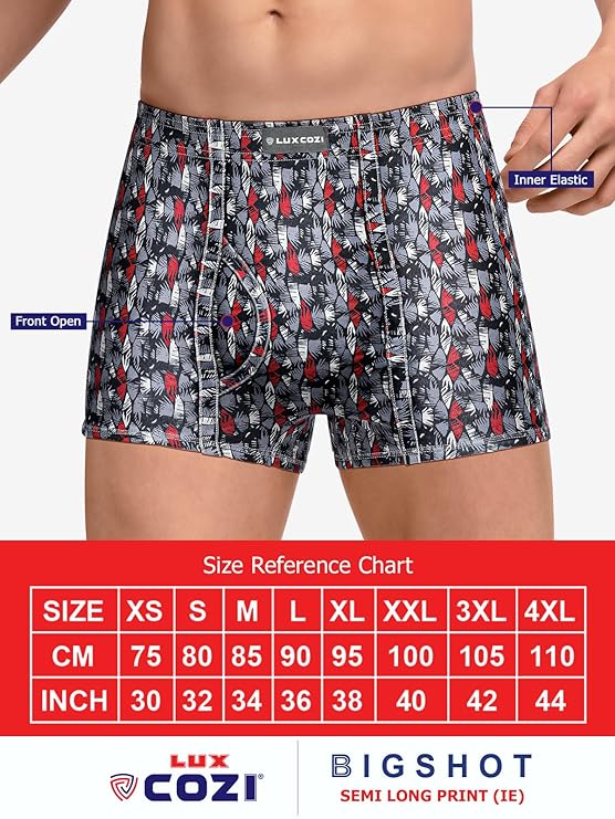 Lux Cozi Mens 100% Cotton Printed Mini Trunk | Printed Mini Trunk for Men | Color and Print May Vary | Mini Trunk for Men Pack of 3