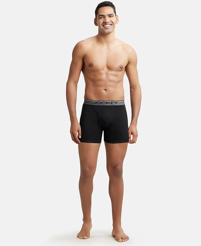 Jockey 8009 Men's Super Combed Cotton Rib Solid Boxer Brief with Ultrasoft Waistband | Assorted Color Pack | (Pack of 2)